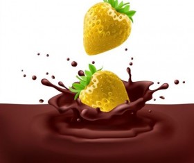 Strawberries with chocolate splash background vector
