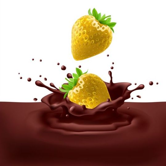 Strawberries with chocolate splash background vector