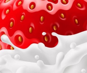 Strawberries with milk vector