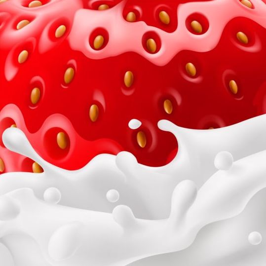 Strawberries with milk vector