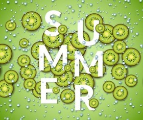 Summer fizzy water background with kiwi slices vector 01