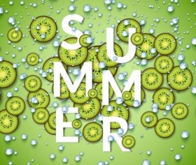 Summer fizzy water background with kiwi slices vector 02