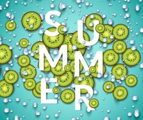 Summer fizzy water background with kiwi slices vector 03