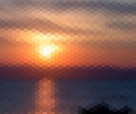 Sunset with geometric shapes blurred background vector 01