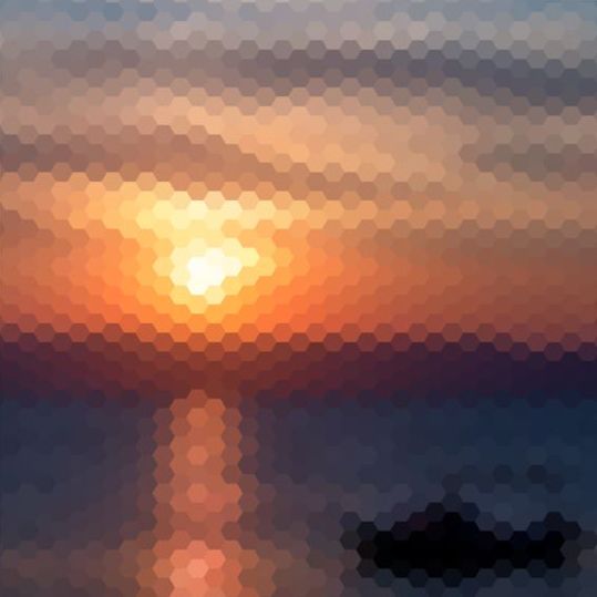 Sunset with geometric shapes blurred background vector 01