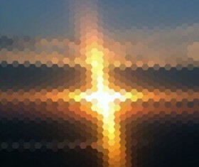 Sunset with geometric shapes blurred background vector 04