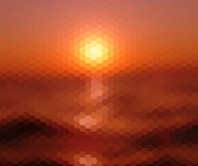 Sunset with geometric shapes blurred background vector 06