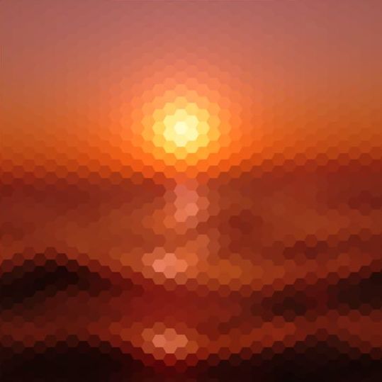 Sunset with geometric shapes blurred background vector 06
