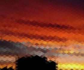 Sunset with geometric shapes blurred background vector 07