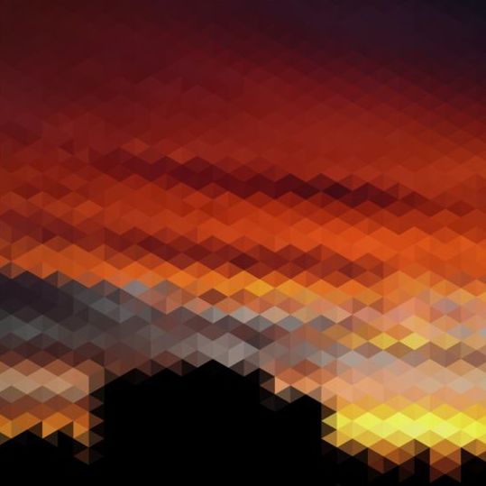 Sunset with geometric shapes blurred background vector 07