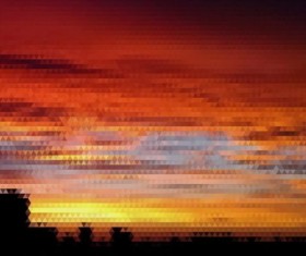 Sunset with geometric shapes blurred background vector 08