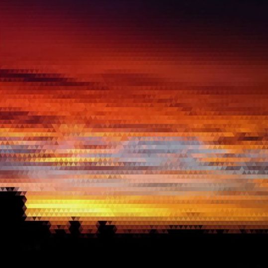 Sunset with geometric shapes blurred background vector 08