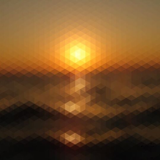 Sunset with geometric shapes blurred background vector 11