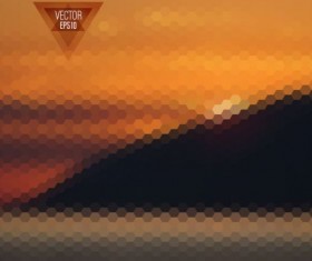 Sunset with geometric shapes blurred background vector 12