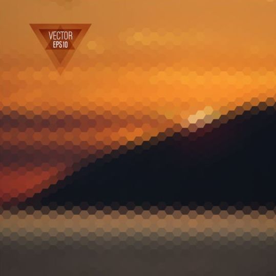 Sunset with geometric shapes blurred background vector 12