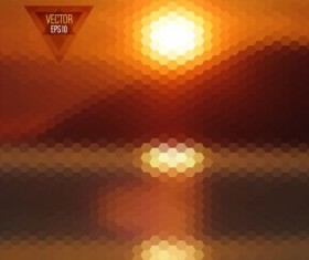 Sunset with geometric shapes blurred background vector 13