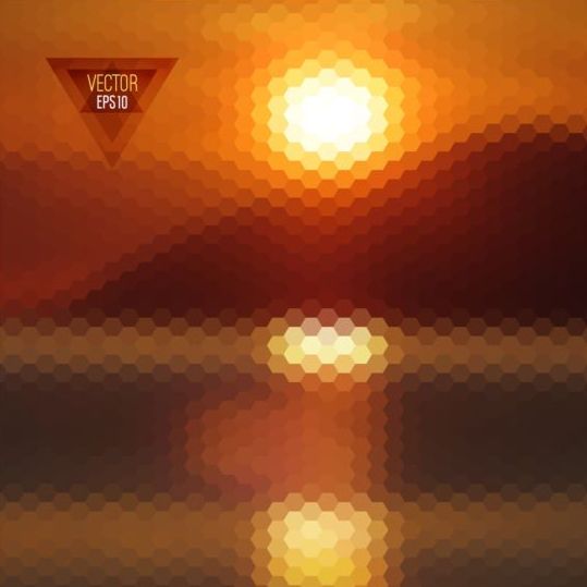 Sunset with geometric shapes blurred background vector 13