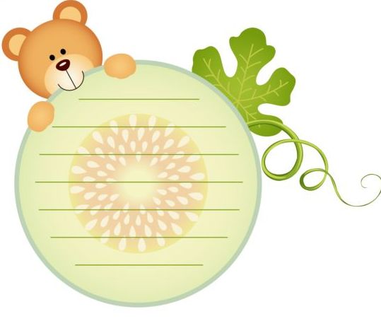 Teddy bear with cantaloupe melon labels vector