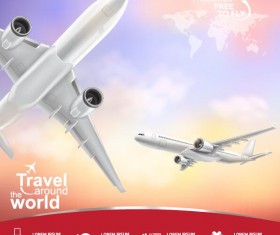 Travel around world with poster design vector 01