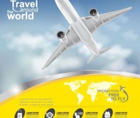 Travel around world with poster design vector 02