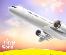 Travel around world with poster design vector 03