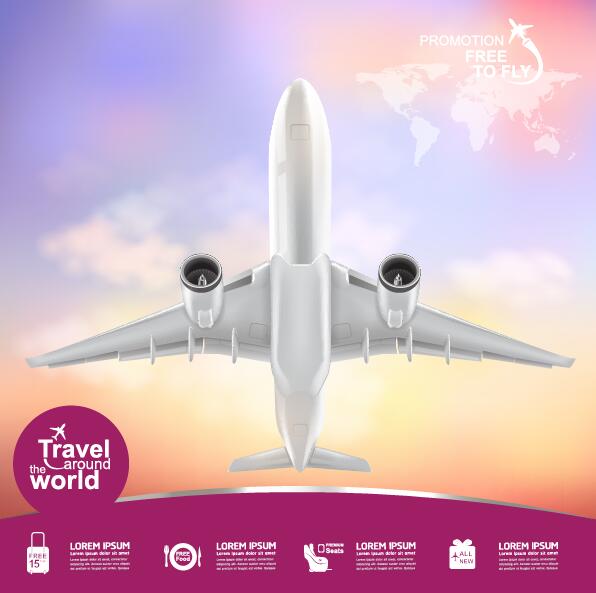 Travel around world with poster design vector 04