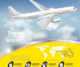 Travel around world with poster design vector 07