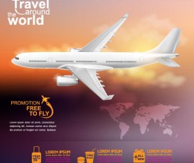 Travel around world with poster design vector 08
