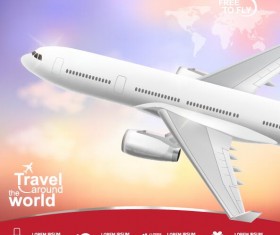 Travel around world with poster design vector 09