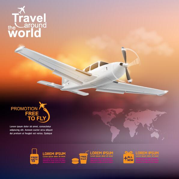 Travel around world with poster design vector 13