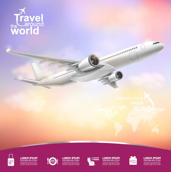 Travel around world with poster design vector 15