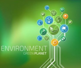 Tree shape Eco infographic vector 03