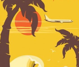 Tropical island air travel vintage poster vector 02