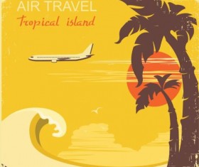 Tropical island air travel vintage poster vector 03