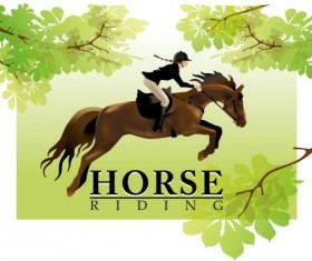 Vector background horse rider woman design 03