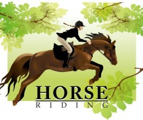 Vector background horse rider woman design 04