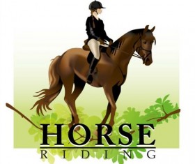 Vector background horse rider woman design 05