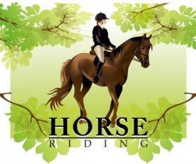 Vector background horse rider woman design 06