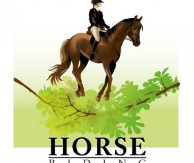 Vector background horse rider woman design 07