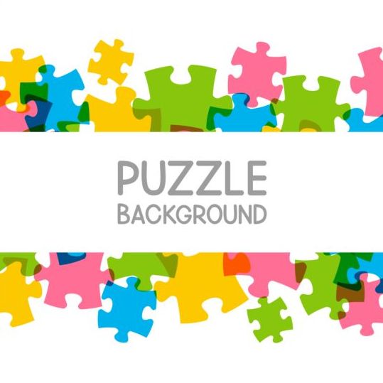 Vector background with colored puzzle 02