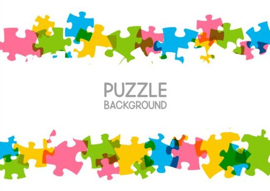 Vector background with colored puzzle 03