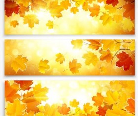 Vector banners with autumn leaves vector set 01