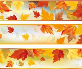 Vector banners with autumn leaves vector set 03