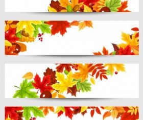 Vector banners with autumn leaves vector set 04