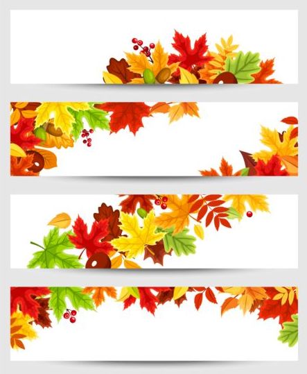Vector banners with autumn leaves vector set 04