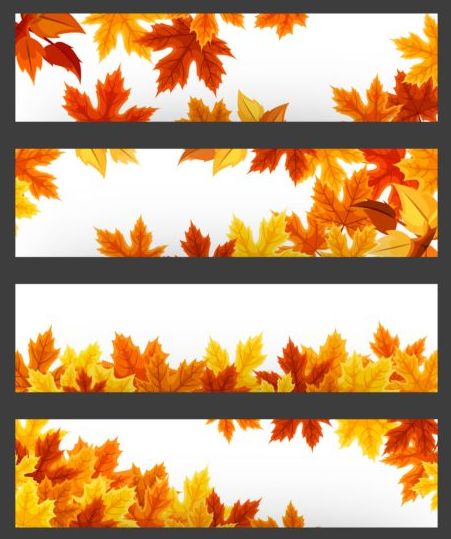 Vector banners with autumn leaves vector set 05