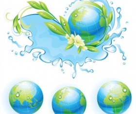 Water ecological background with the globe vector