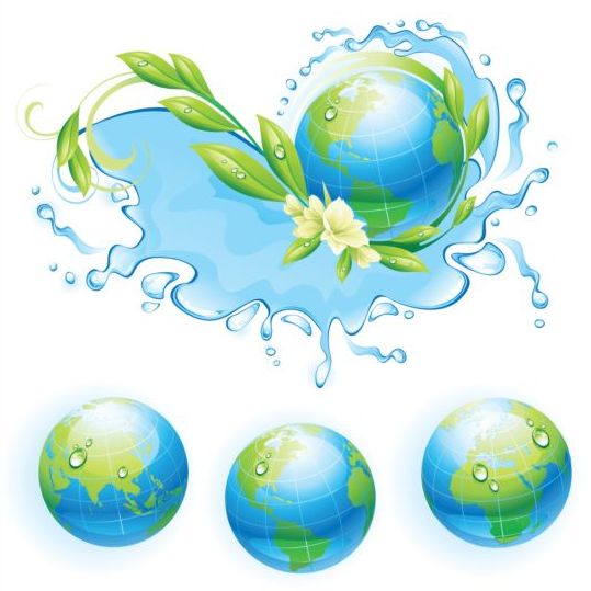 Water ecological background with the globe vector