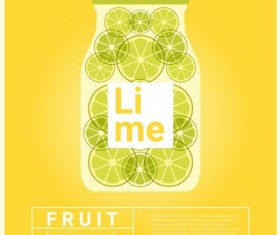 Water fruit recipe with lime vector background