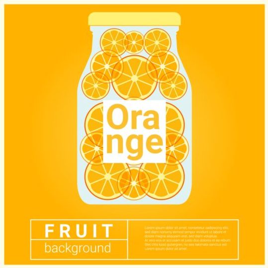 Water fruit recipe with orange vector background